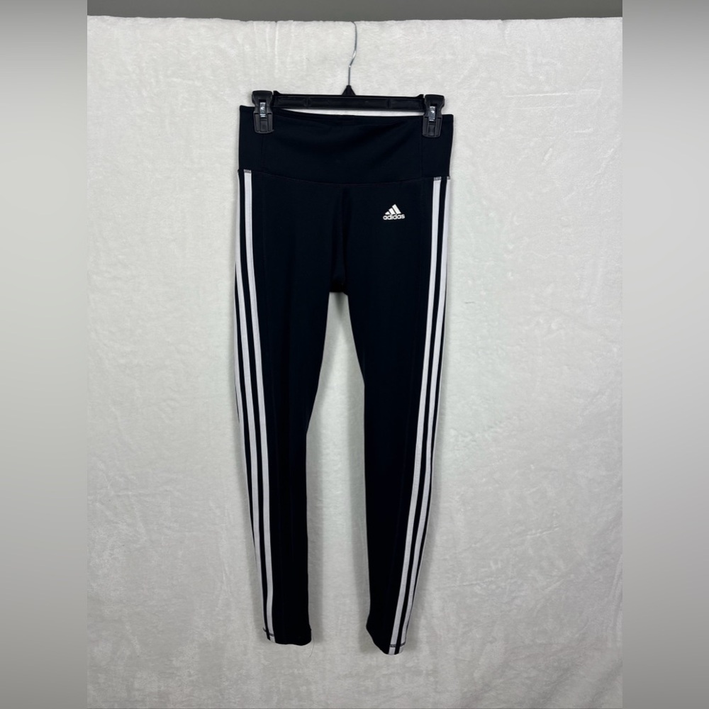 Women's Adidas Leggings Black Three Striped Gym Yoga Workout Climalite Size S